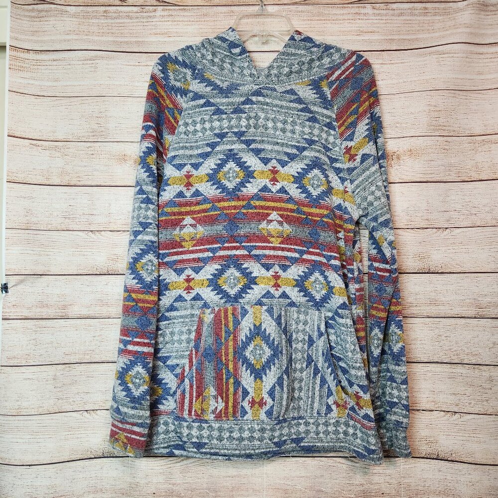Trademark Brooklyn Cloth Tribal Aztec Fleece Pullover Hoodie Men's Large READ